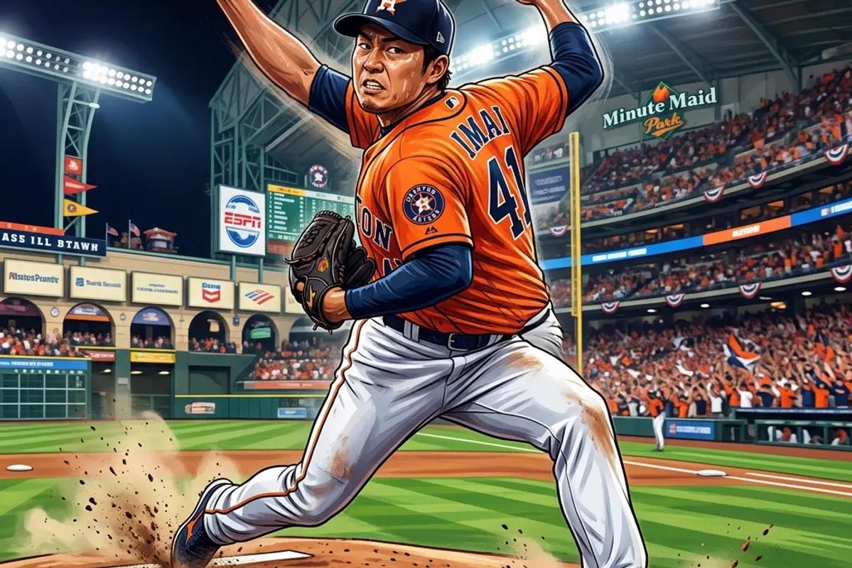 アストロズのユニフォームで投球する今井達也