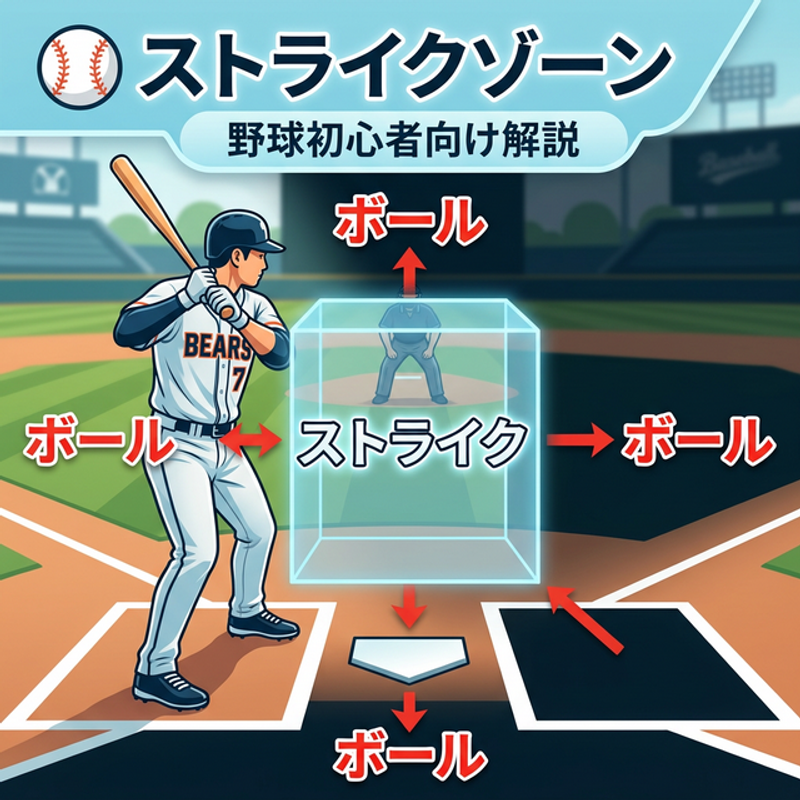 ストライクゾーンの範囲を視覚化した初心者向け図解