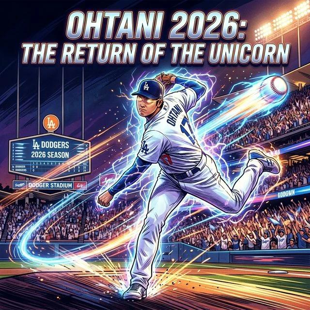 2026年開幕戦のマウンドに立つ大谷翔平選手。デジタルストリーミング放送の革新的な演出を象徴するイメージ