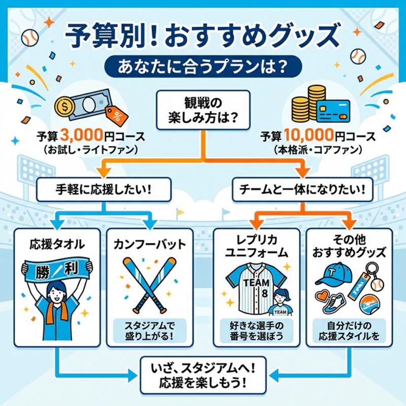 予算別おすすめグッズフローチャート