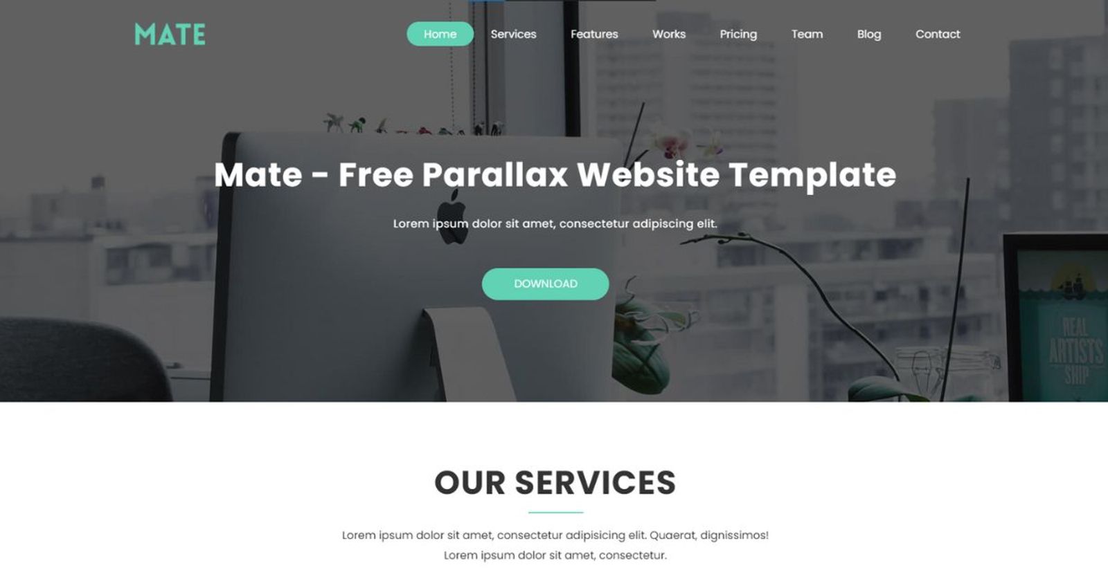 Mate - Free One-page Template