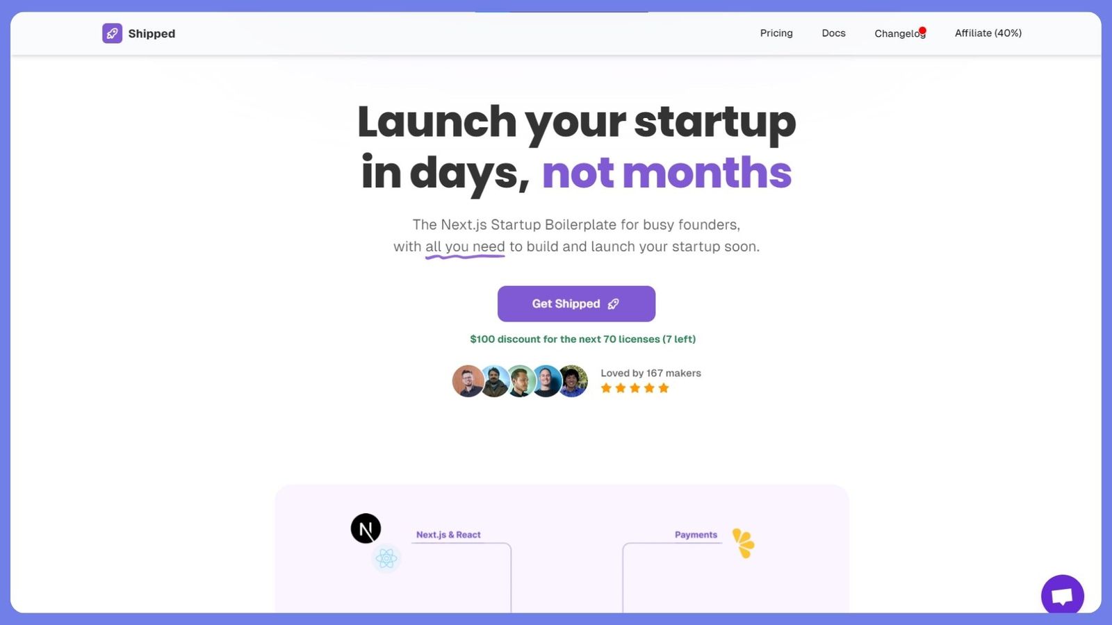 Shipped — Next.js Startup Boilerplate