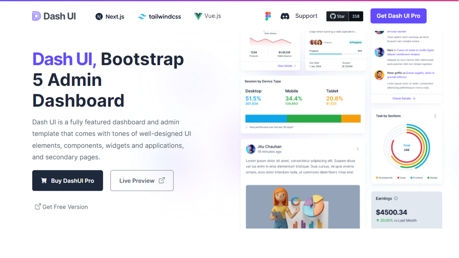 Dash UI - Free Bootstrap 5 Admin Dasboard Kit