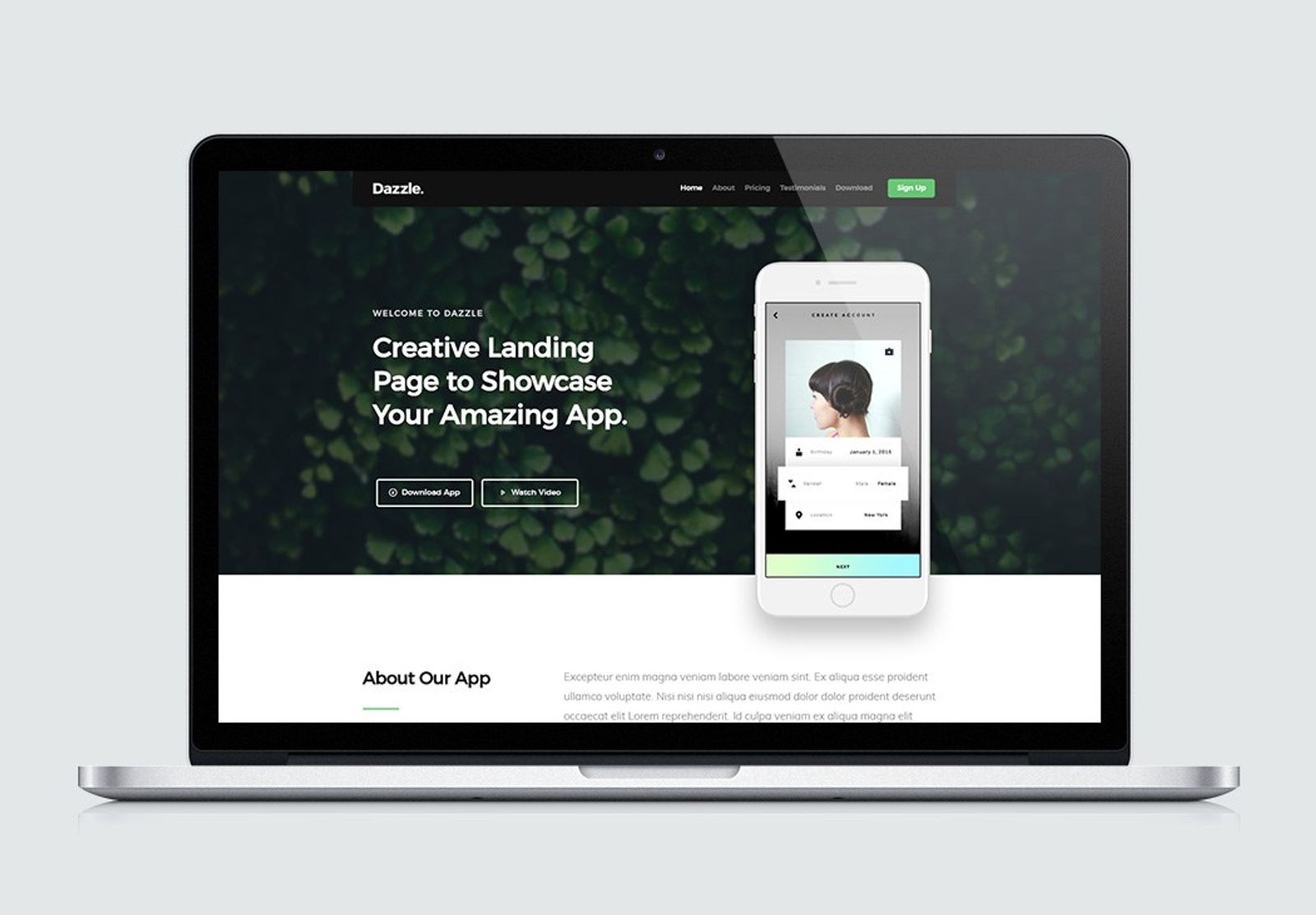 Dazzle - Single Page Landing Template