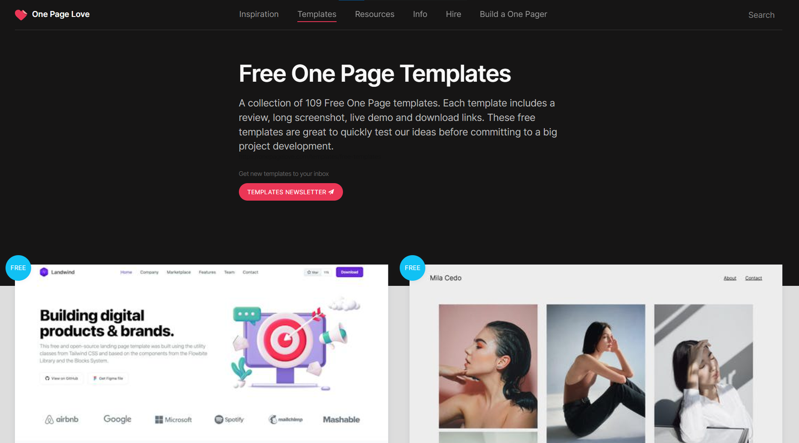 Free One Page Templates