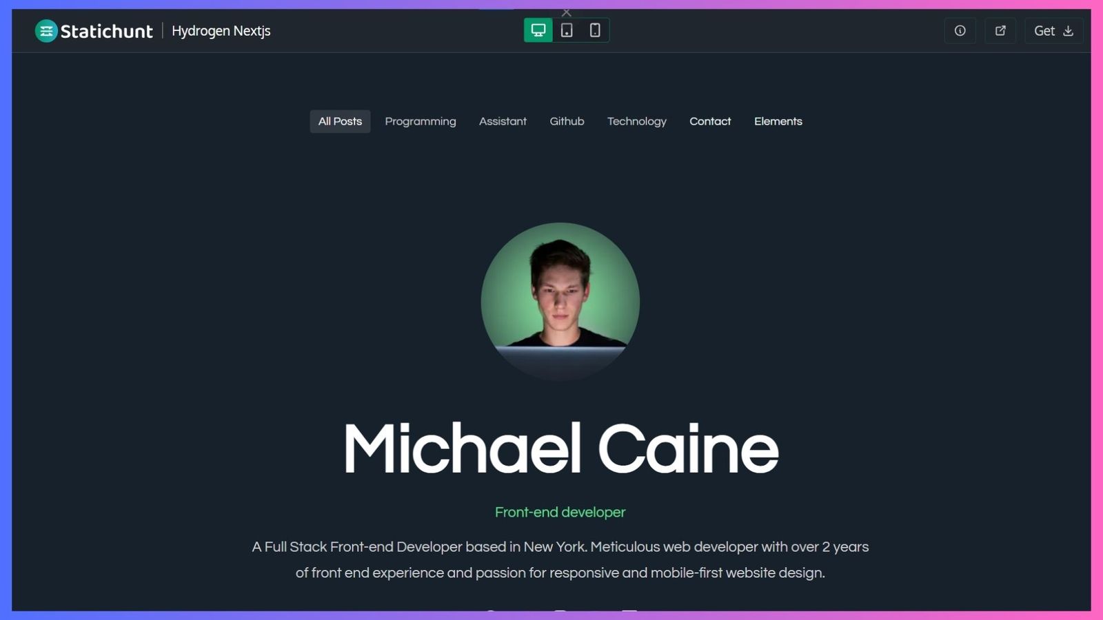 Hydrogen Nextjs Personal website templates