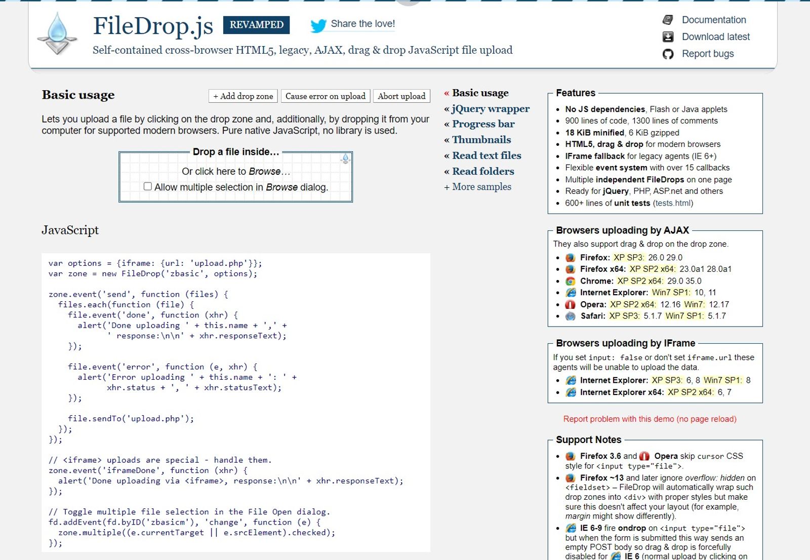 FileDrop.js - JavaScript File Upload Plugins