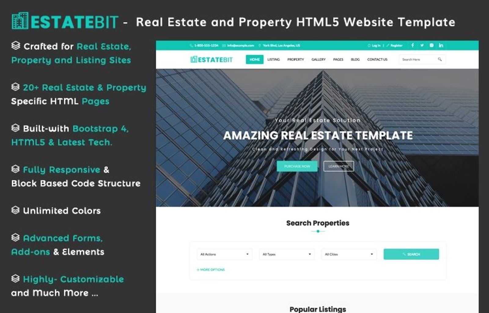 EstateBit - Free Classified Ads and Directory Website Templates