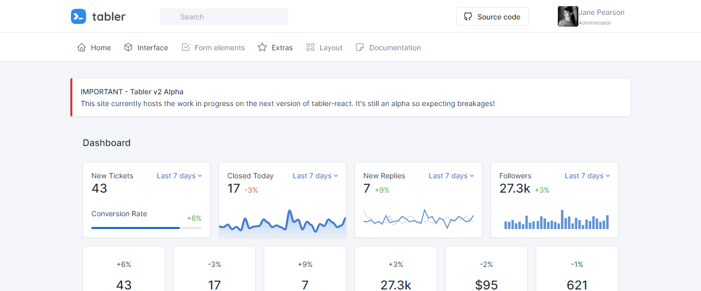 Tabeler - Free React Bootstrap Templates