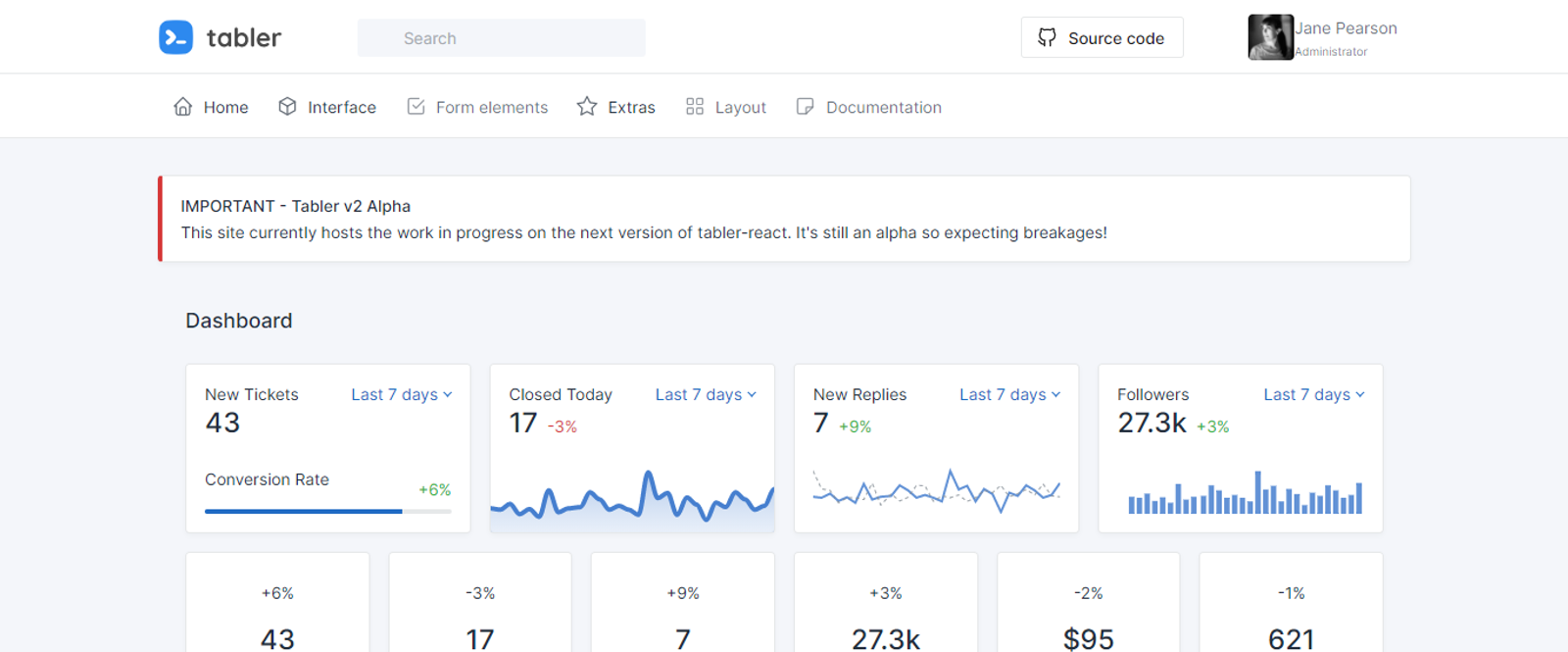 Tabeler - Free React Bootstrap Templates