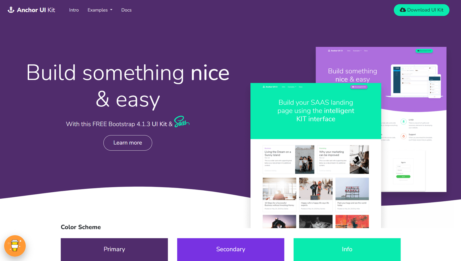 Anchor UI Kit - Free Bootstrap 4 UI kit