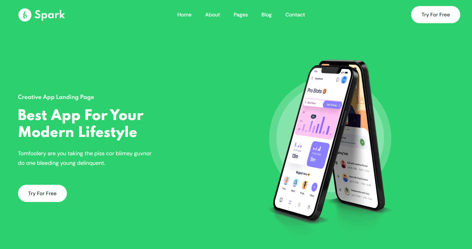 Spark - Free App Landing Page Templates