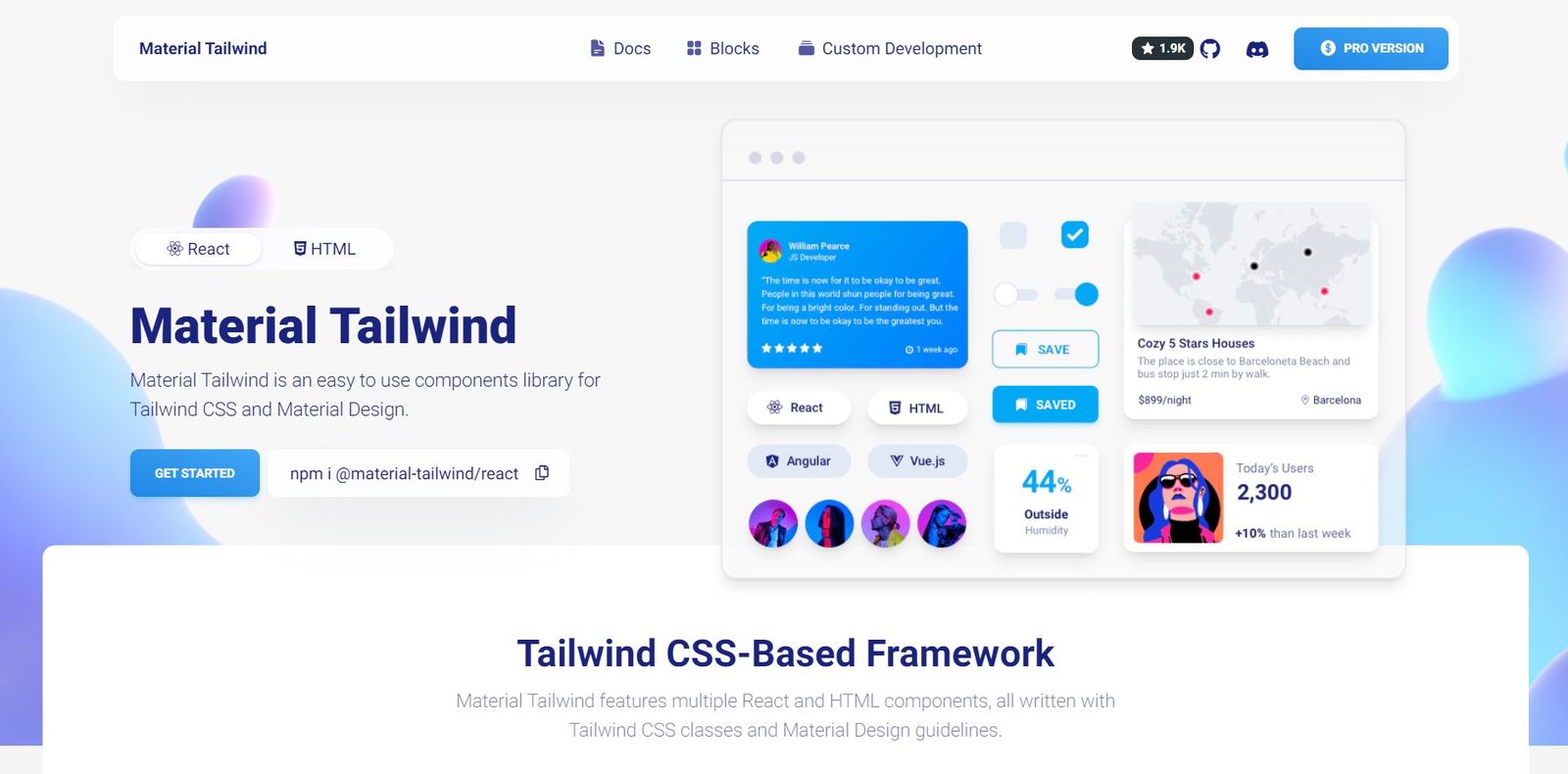 Material Tailwind - Tailwind UI kit library 