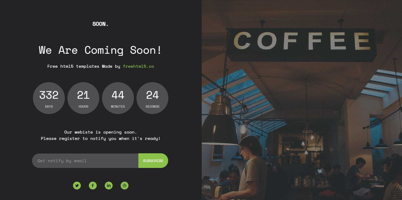 Soon - Free Coming Soon Website Template