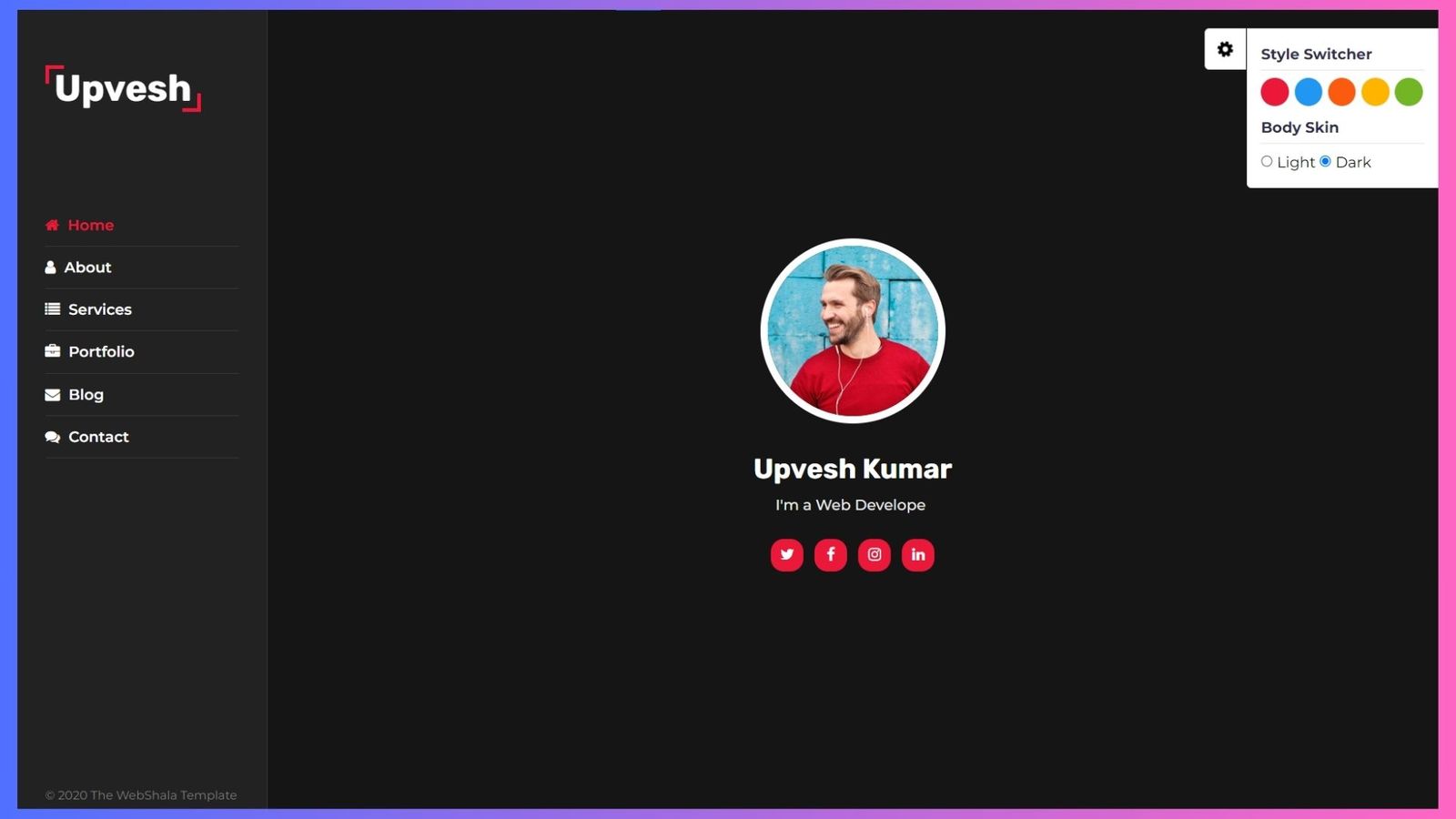 Upvesh - Free Personal Website Template