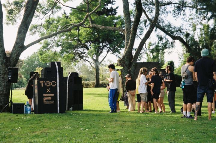 Community dancing in front of the Echo Soundsystem at Western Springs Park.