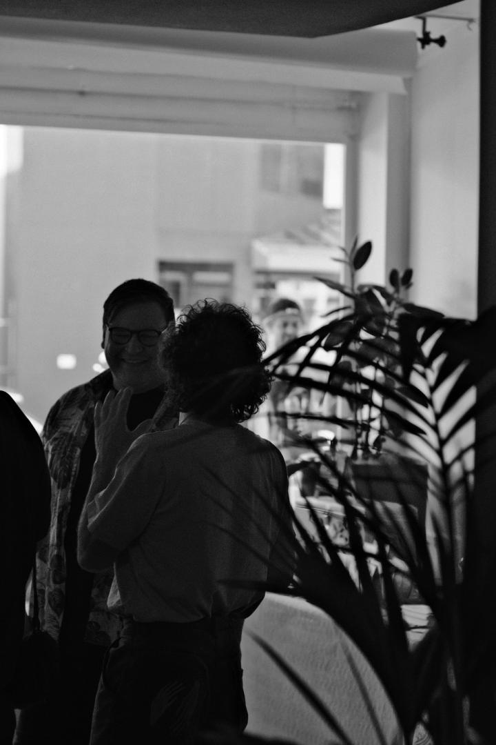 Community members in conversation