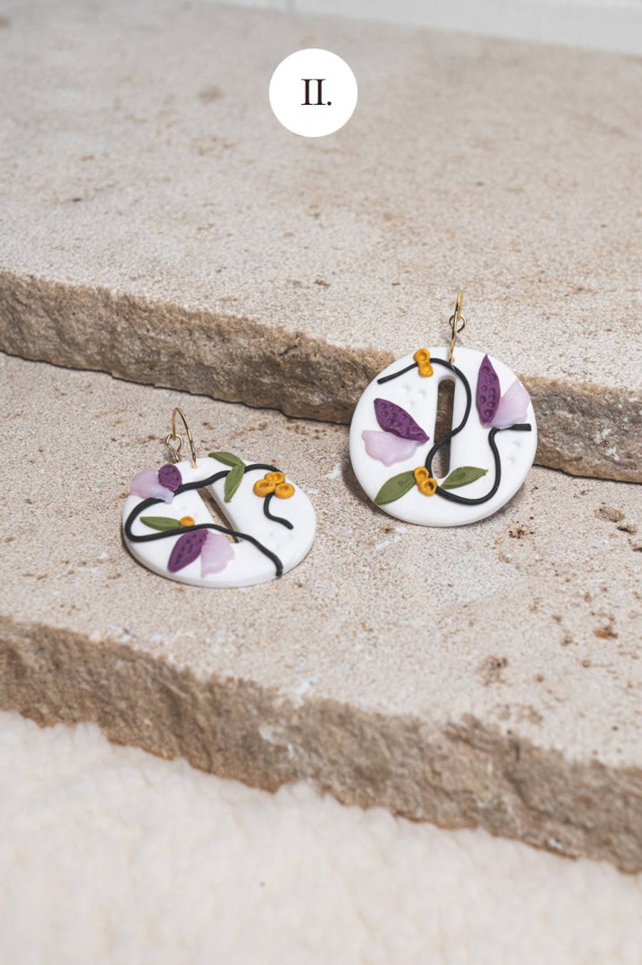 Fleur II: Orecchini in argilla polimerica fatti a mano (1)