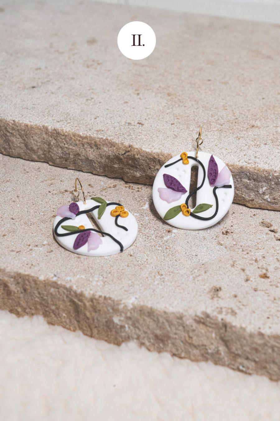 Fleur II: Pendientes de arcilla polimérica hechos a mano