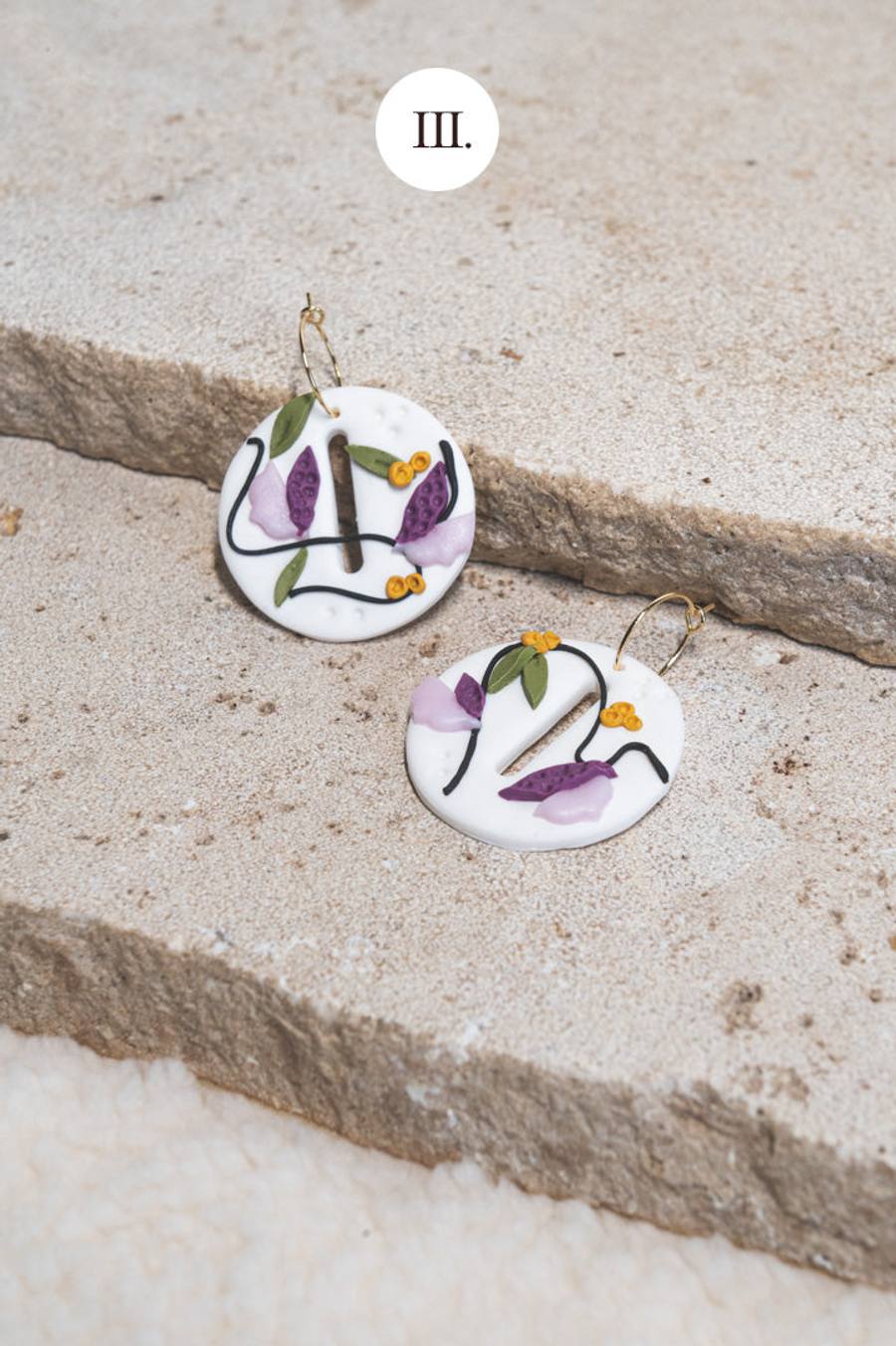 Fleur III: Pendientes de arcilla polimérica hechos a mano (1)