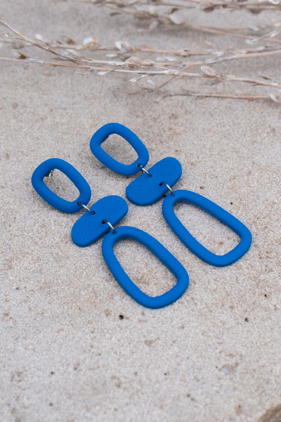 Lea - Blauw: Handmade polymer clay earrings