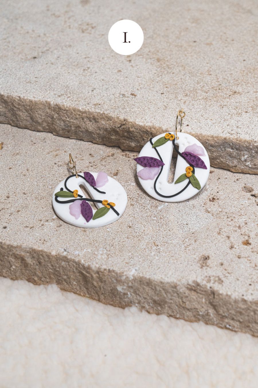 Fleur I: Boucles d'oreilles en argile polymère faites main