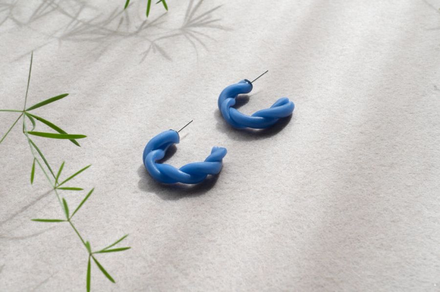 Blue Elin: Handmade polymer clay earrings