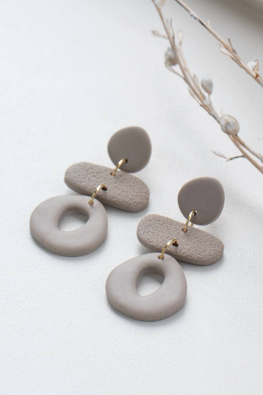 Sophie - Stainless Steel Goud: Handmade polymer clay earrings (1)