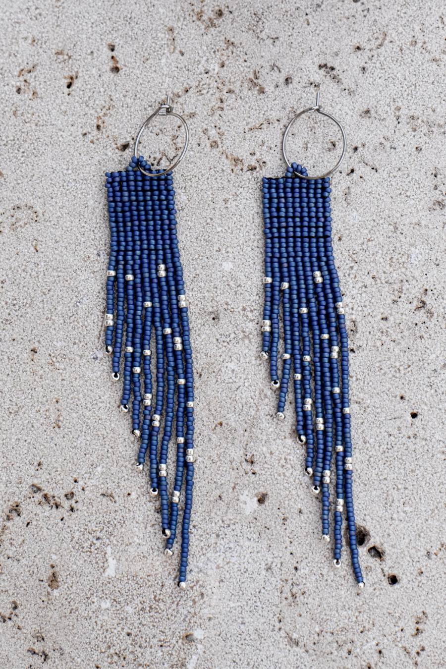 Star - Blue: Boucles d'oreilles en perles de verre faites main (1)