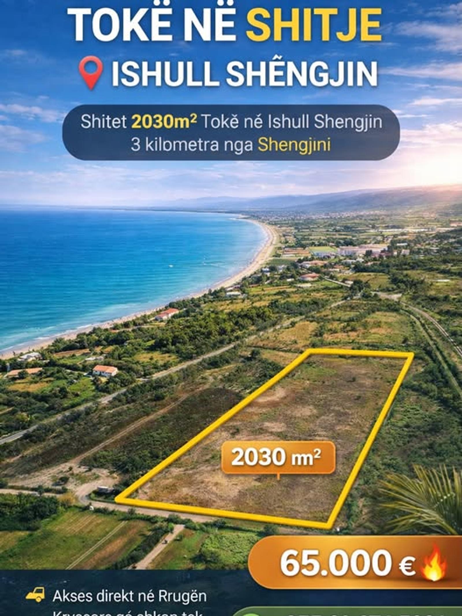 Land plot, 2,030 m², Shëngjin
