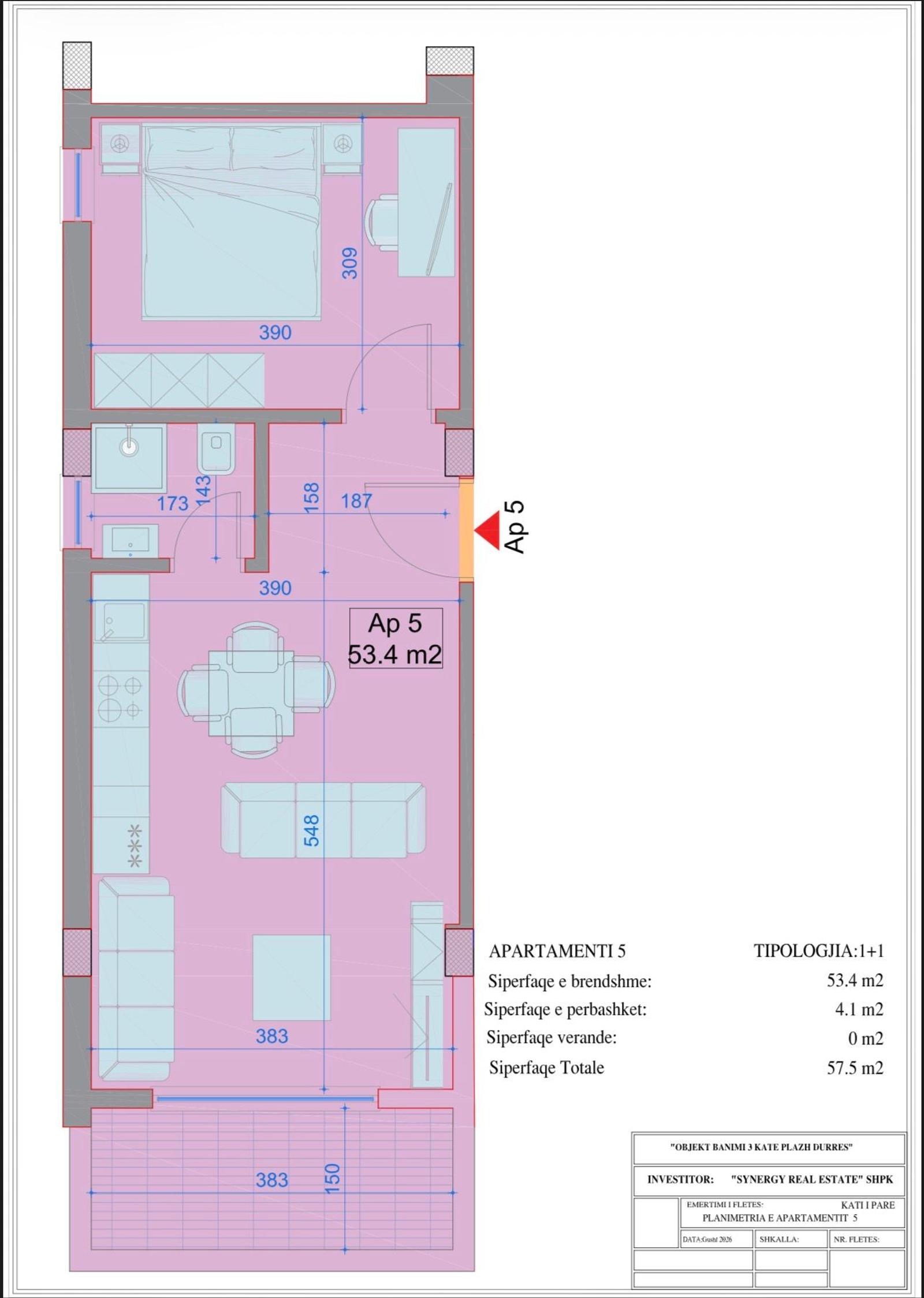 Wohnung 1+1 zum Kauf in Plazh, Durrës, 57.5 m² — Foto 2 von 7