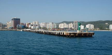 The Skelë quarter of Vlorë seen across the port, Albania — Albinfo