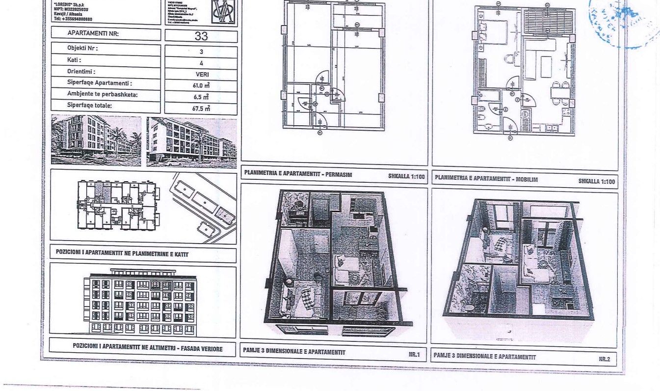 Shitet Apartament 1+1 | Qerret, Kavajë