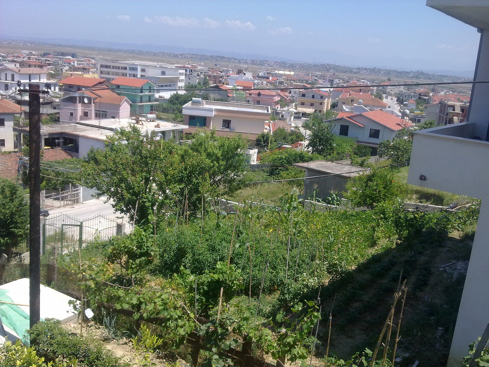Houses and gardens of Spitallë, looking across the plain north of Durrës — xhoni_bg_dr