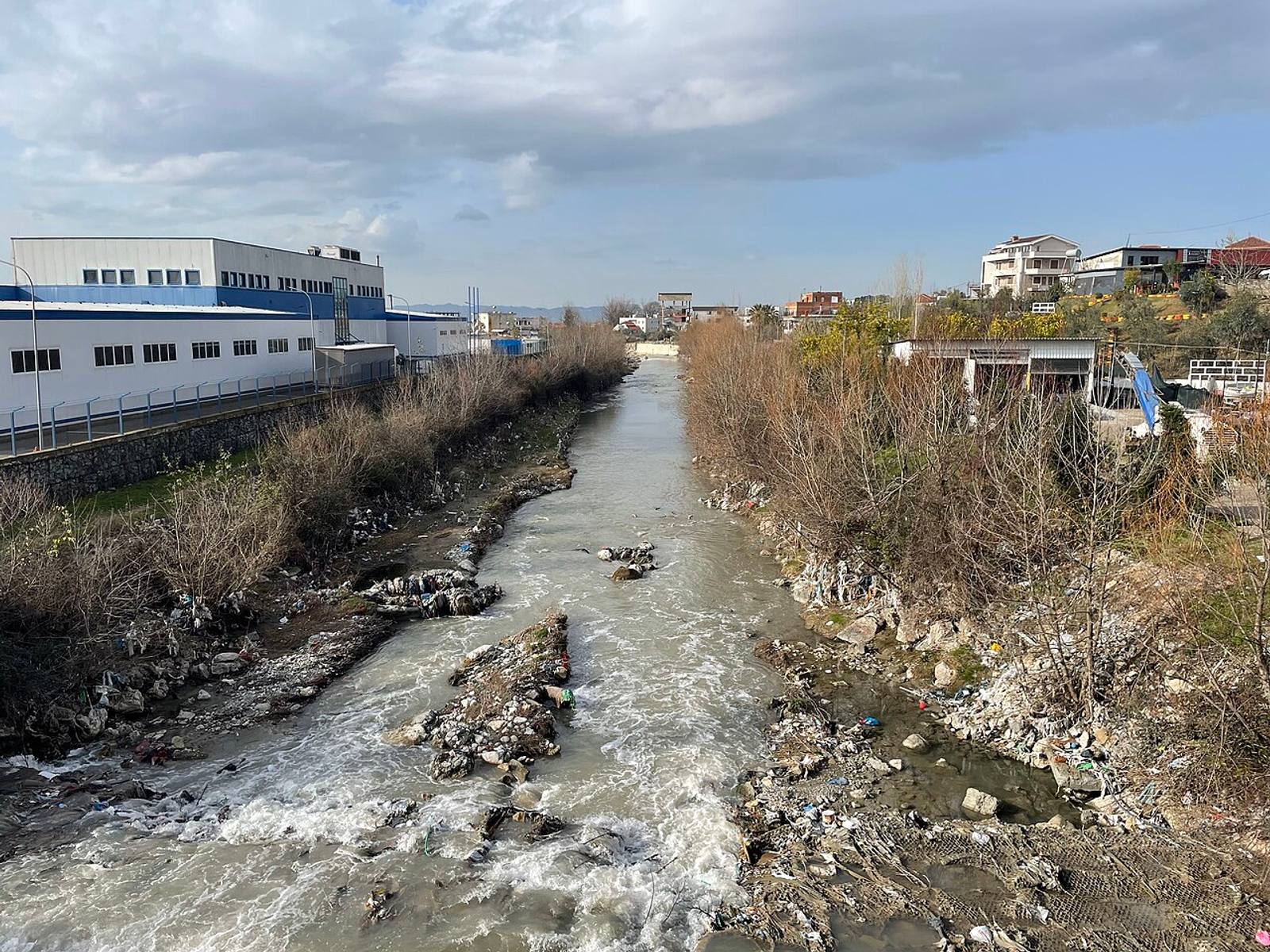 The Lana river along Rruga e Shkodrës, Tirana