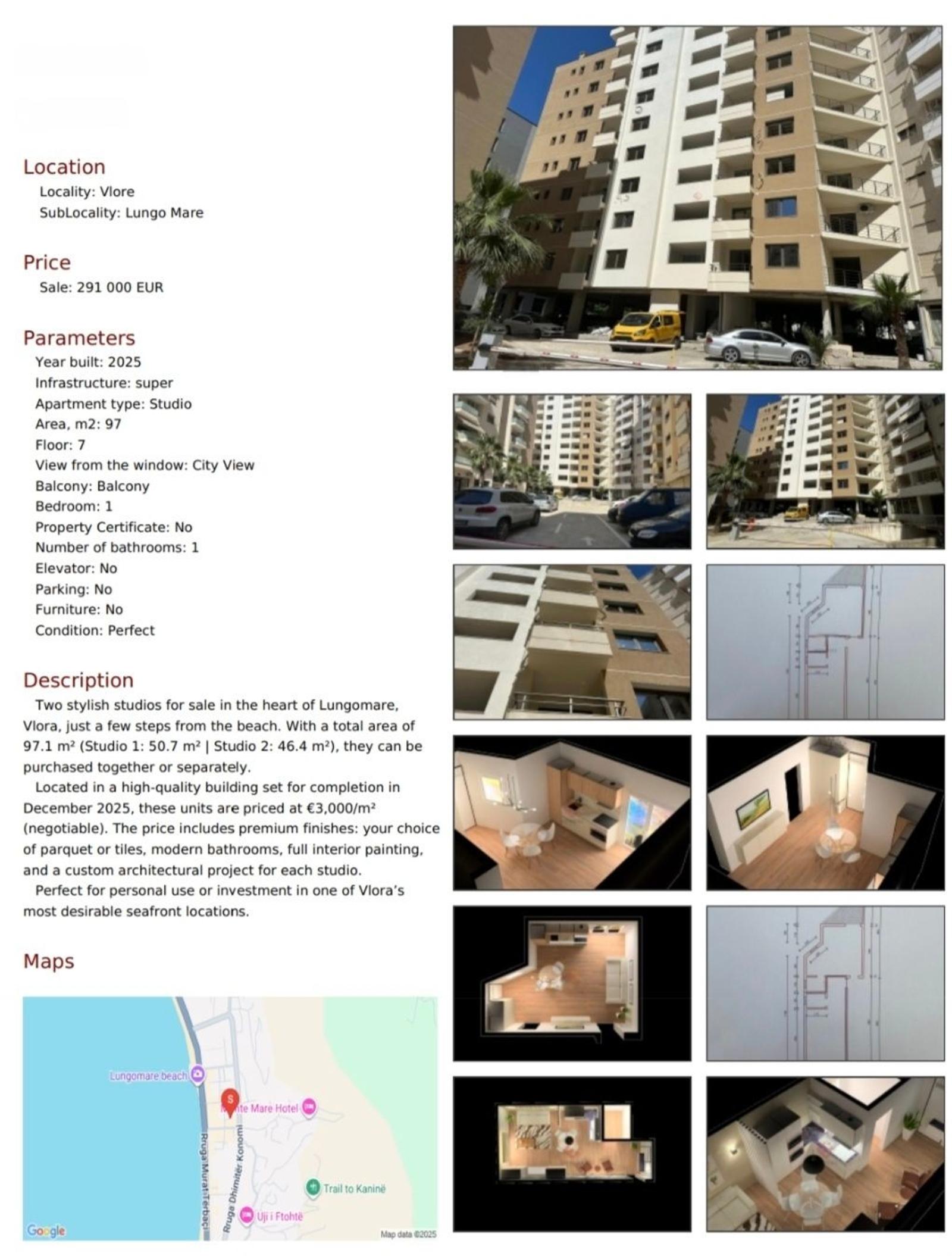 Квартира 2+1, продаж, Лунгомаре, Вльора, 97 м² — фото 7 з 14