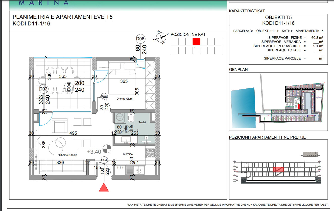 Shitet Apartament 1+1 | Turquoise Marina, Gjiri i Lalëzit