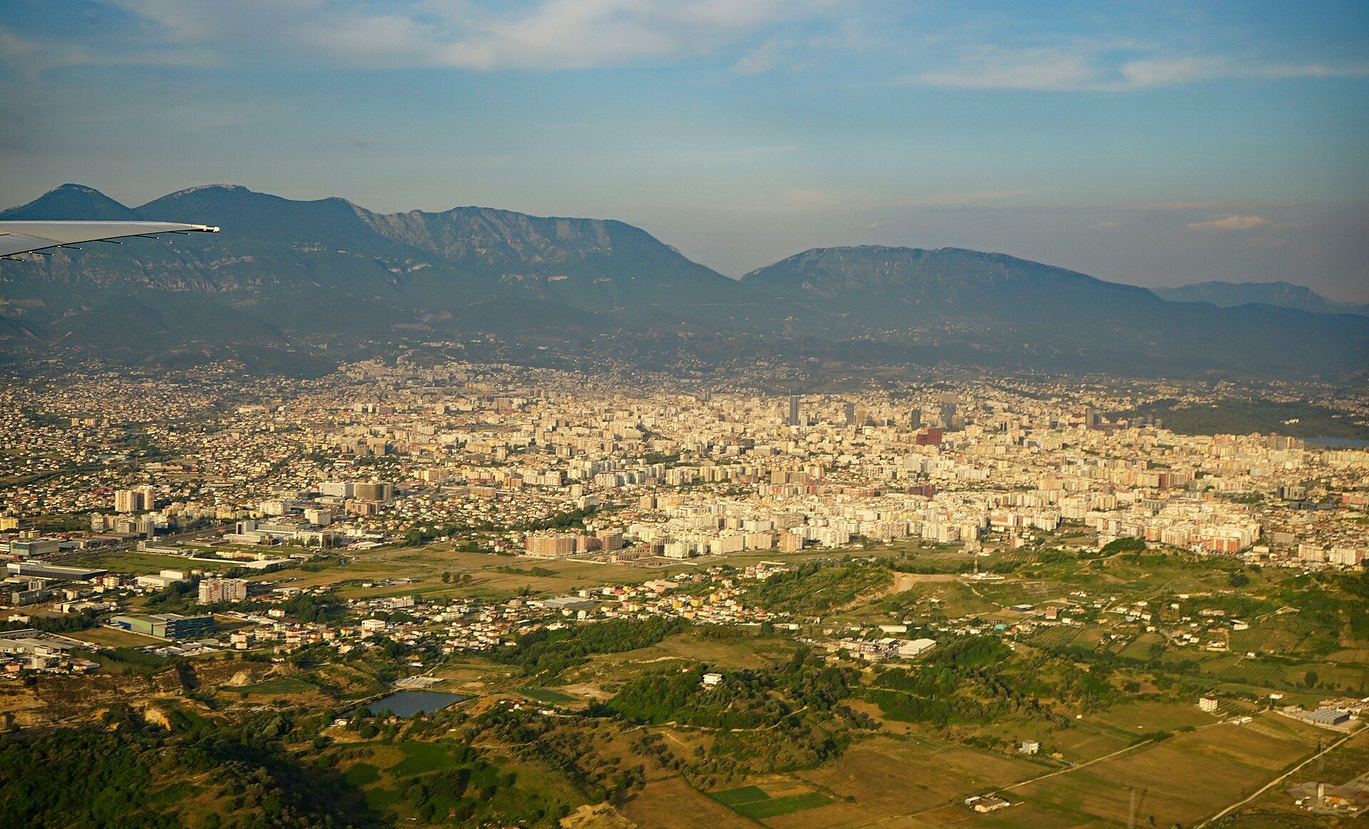 New residential areas of Yzberisht on the western edge of Tirana, from the air — Albinfo