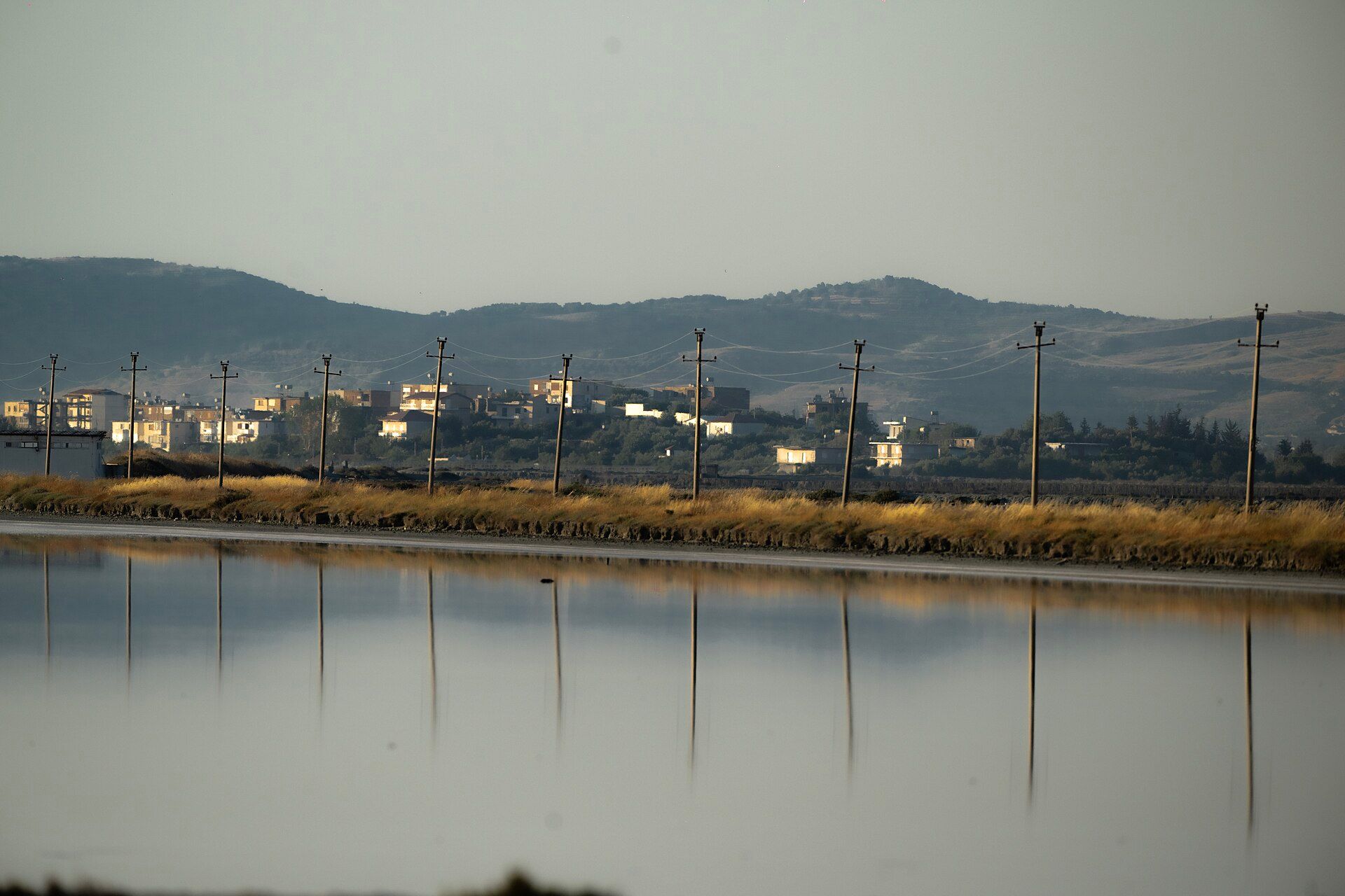 Akërni village seen across the Narta lagoon, Vlorë, Albania — Arbenllapashtica