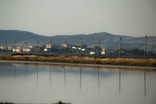 Akërni village seen across the Narta lagoon, Vlorë, Albania — Arbenllapashtica