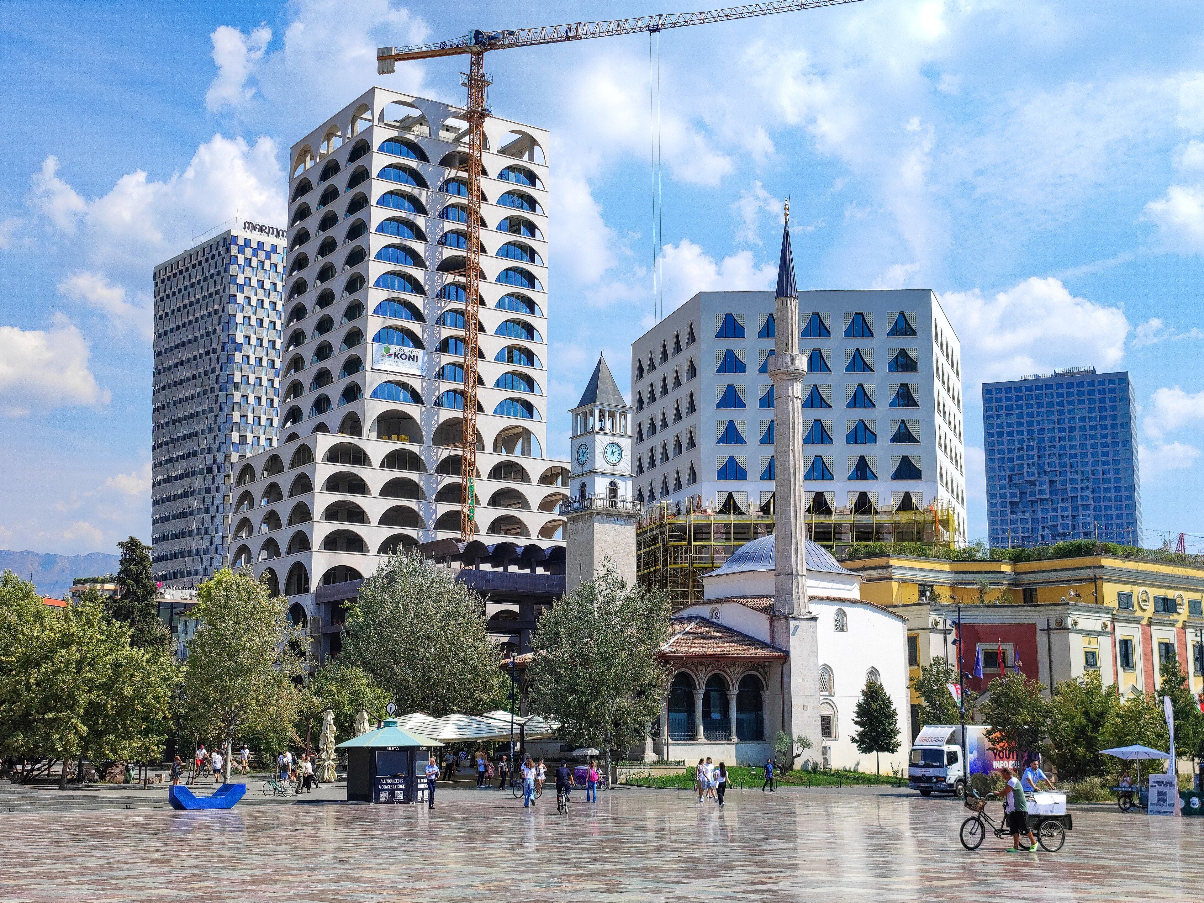 The Book Building and the towers on Skanderbeg Square, Tirana — BBB2021