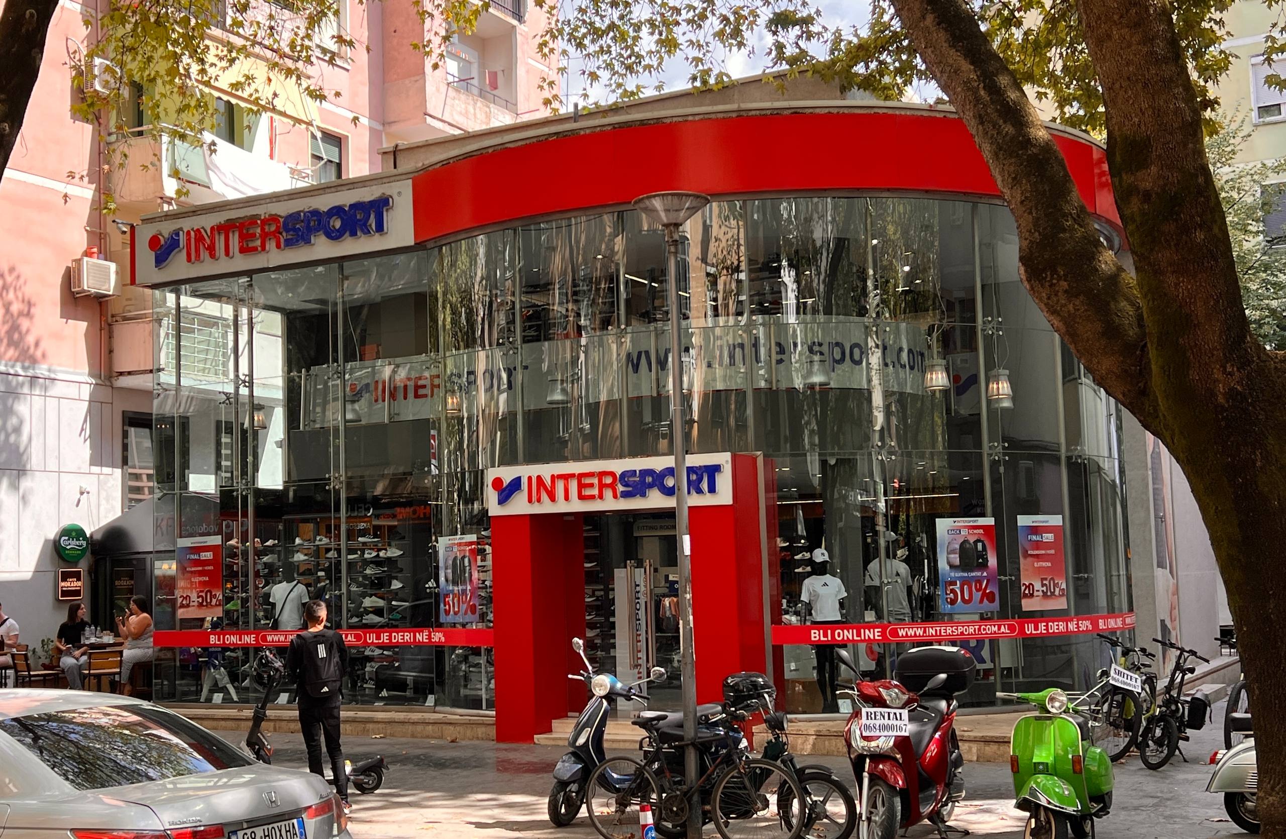 Ground-floor retail in a Tirana commercial building
