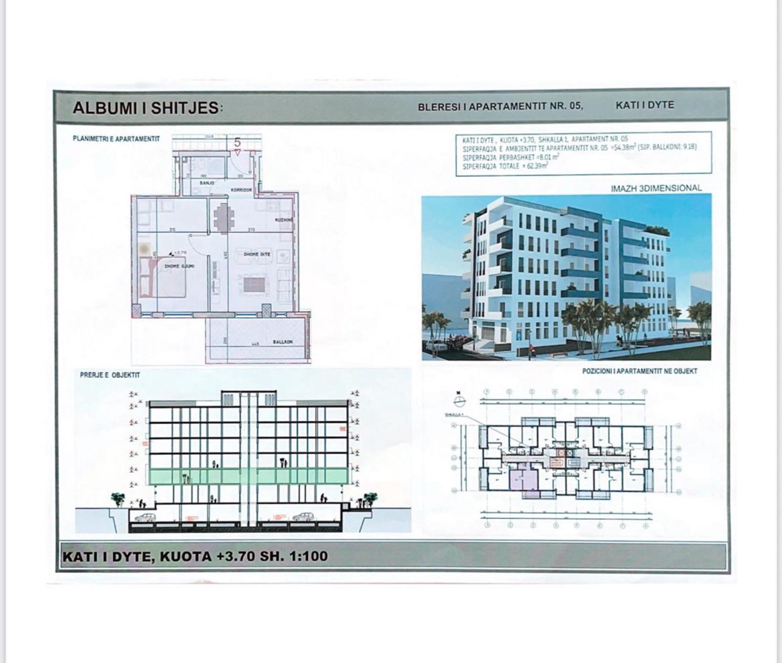 Wohnung 1+1 zum Kauf in Golem, Durrës, 62 m², Meerblick — Foto 2 von 4