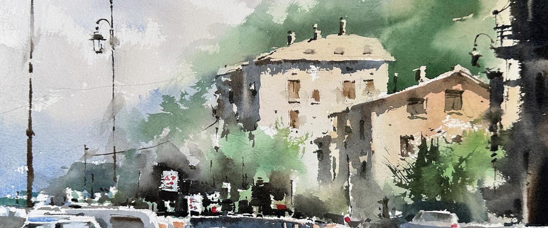 Cityscape watercolor masterclass with Michael Solovyev, focused on simplification, light, and perspective