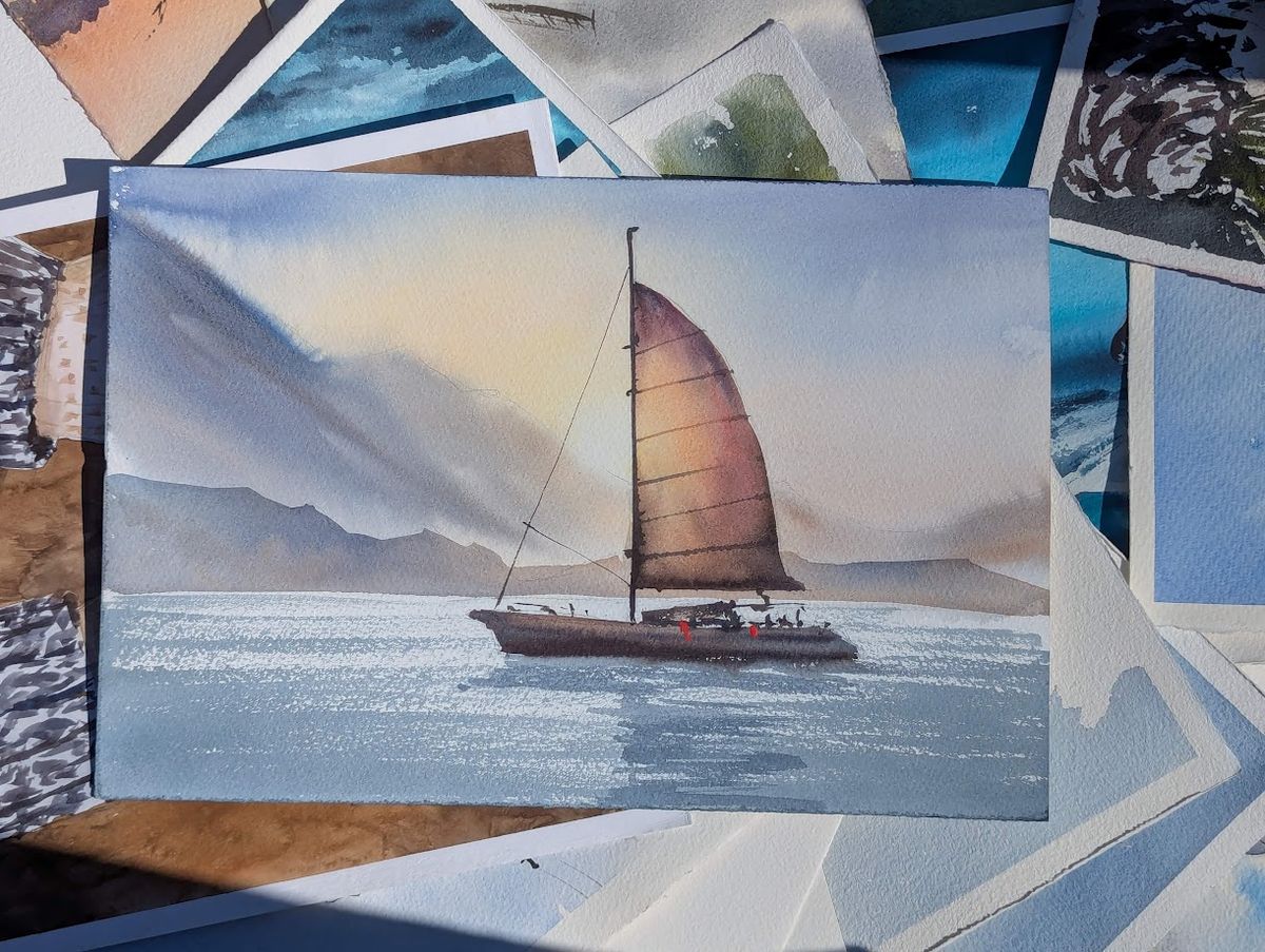 Example work from Seascapes in watercolor 