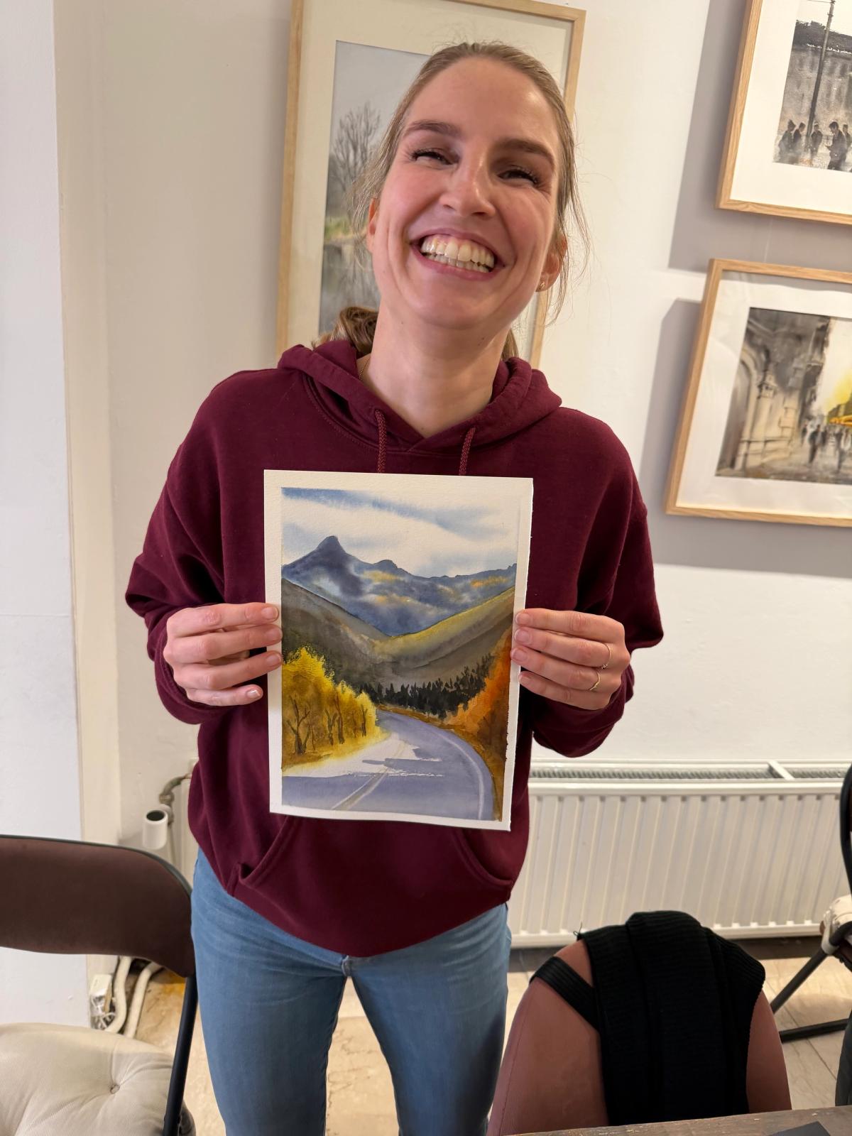 Student work from Landscapes in Watercolor