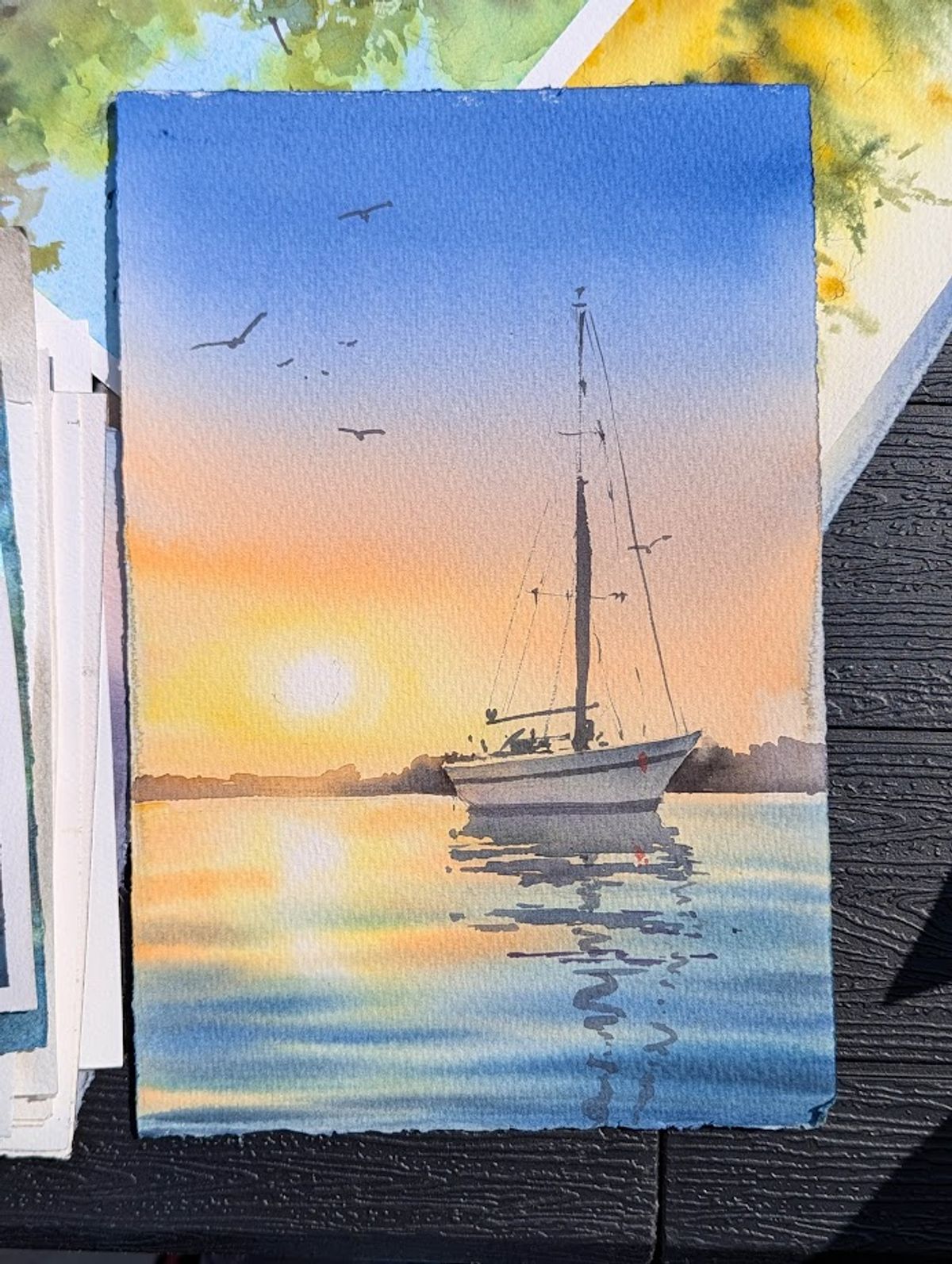 Example work from Seascapes in watercolor 