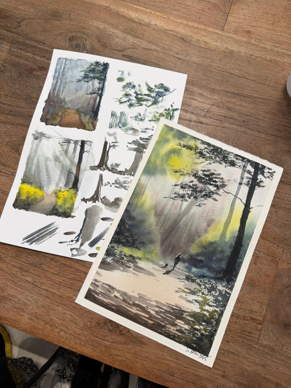 Student work from Trees and Forest in Watercolor