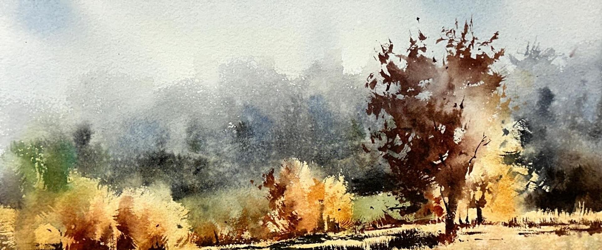 Atmospheric landscape watercolor masterclass with Michael Solovyev, focused on depth, mood, and colour