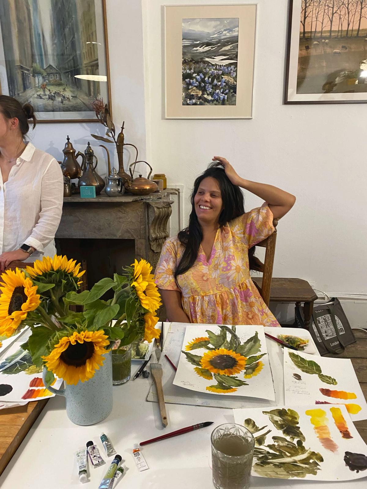 Student work from Flowers in Watercolor